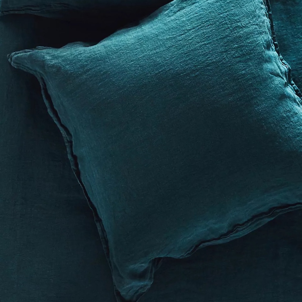 Anthropologie washed LINEN euro SHAM pillow case COVER green